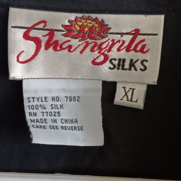 Shangrila Silks Shirt Black Long Sleeve Button Down Sequined Womans XL Vintage - Picture 9 of 13